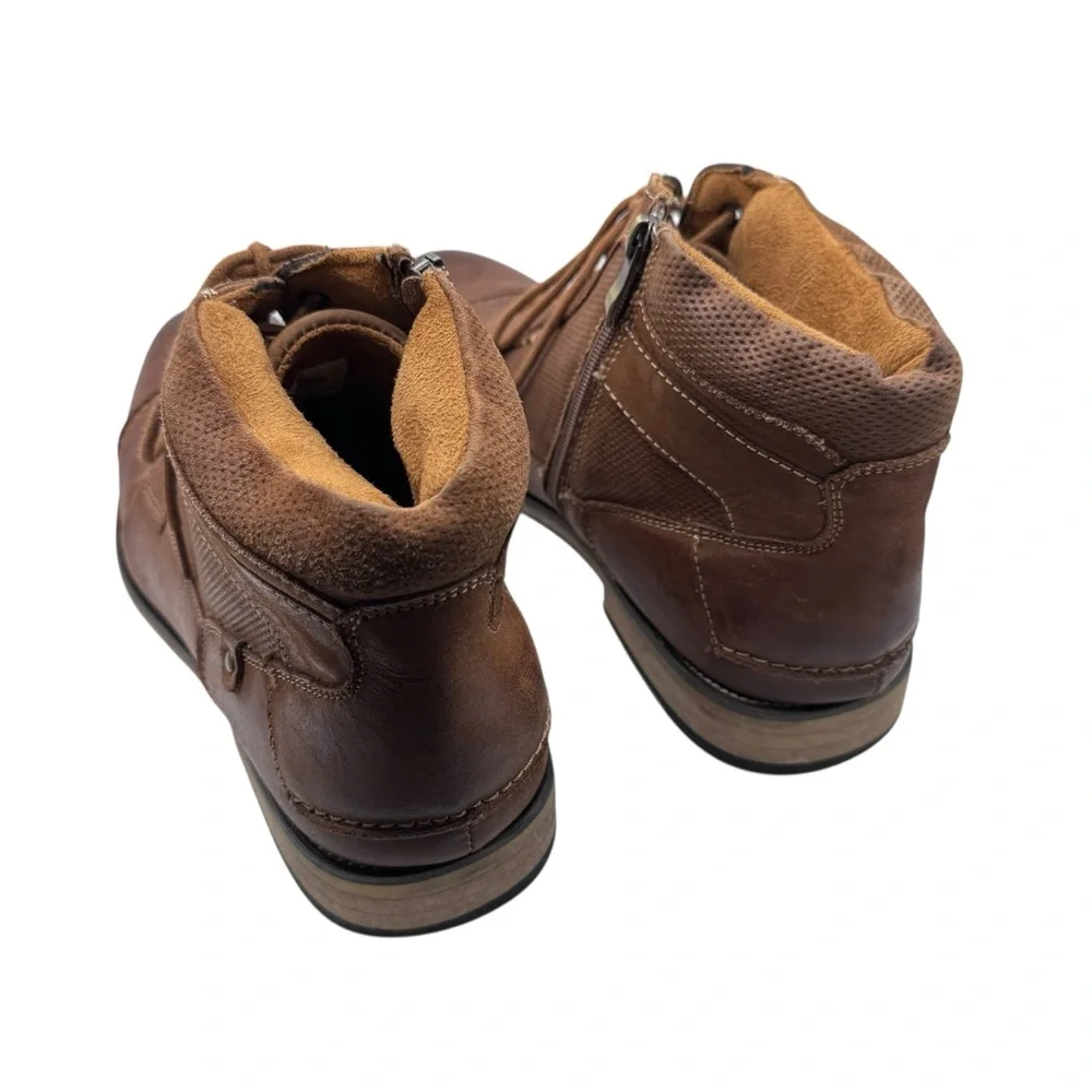 Steve Madden Kabin Men’s Brown Leather Chukka Boots with Zipper - Size 11.5